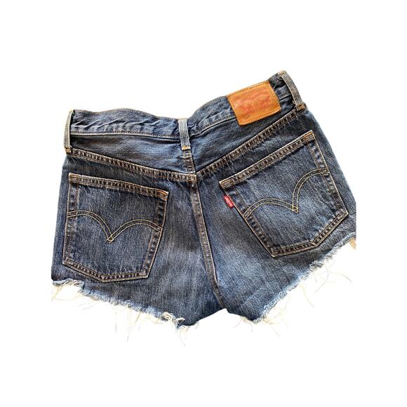 Levi’s 501 shorts cut offs blue jean denim button fly 100% cotton size w26 - Picture 5 of 9